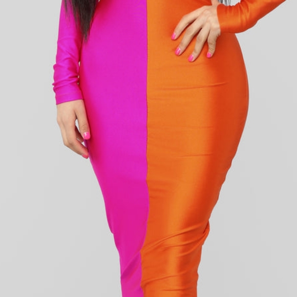 Rainbow Sherbet Midi Dress - Neon Pink and Orange - Picture 11 of 14